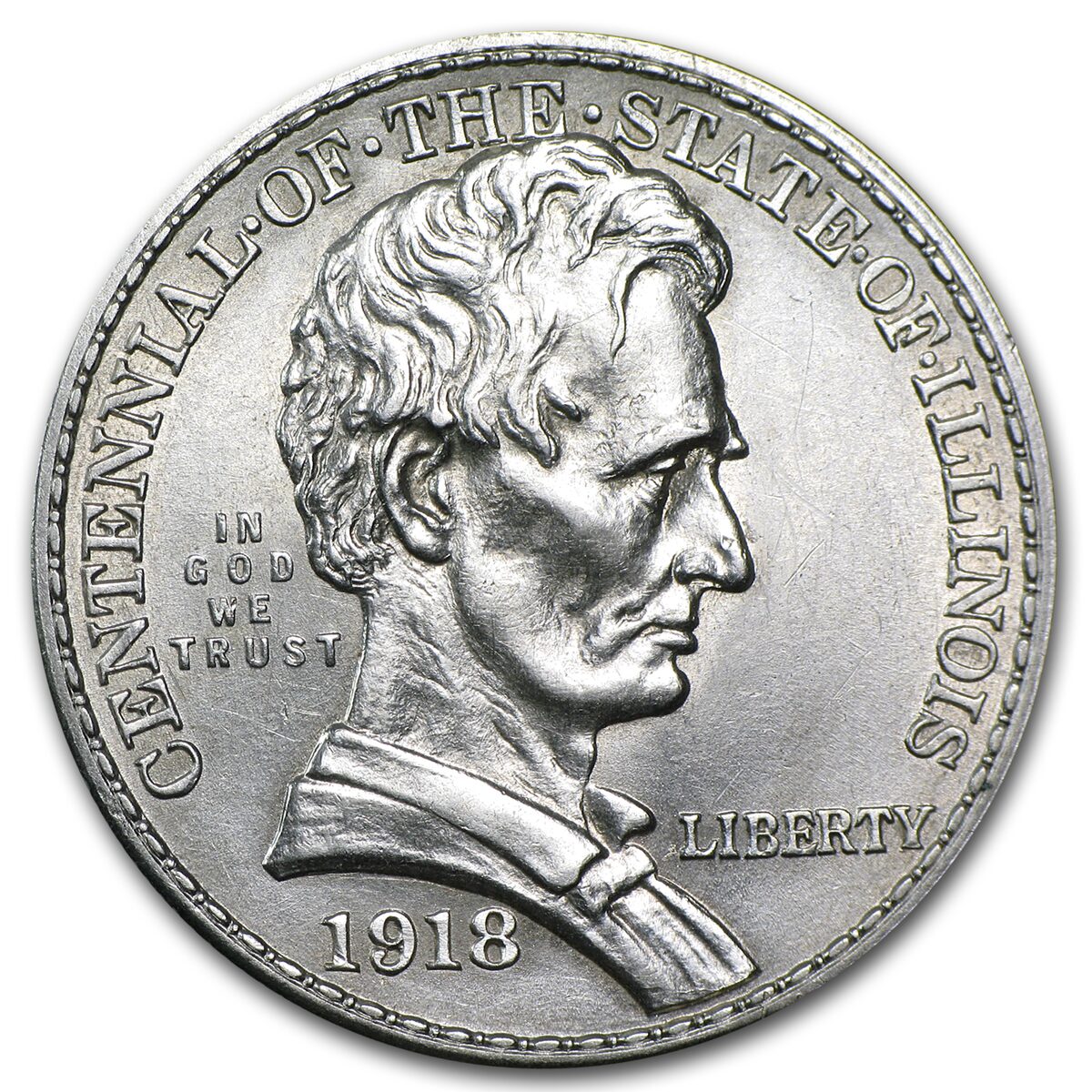 1918 Lincoln Illinois Centennial Half AU
