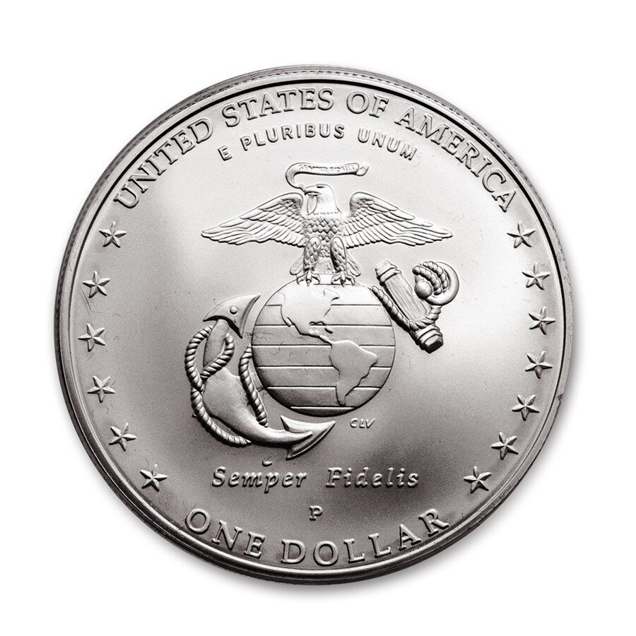 2005-P Marine Corps 230th Anniv $1 Silver Commem BU (w/Box & COA)