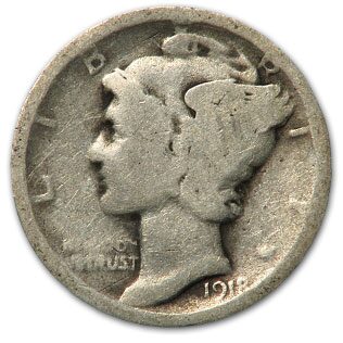 1918-D Mercury Dime Good/VG