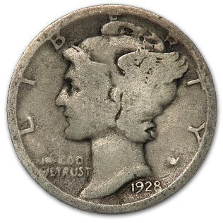 1928-D Mercury Dime Good/VG