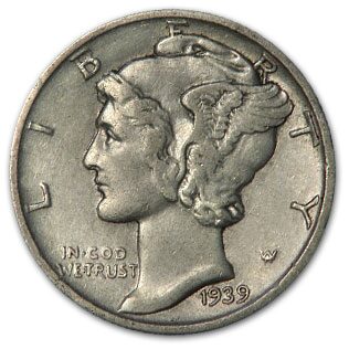 1939-S Mercury Dime XF