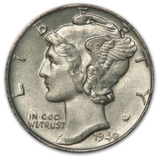 1940-D Mercury Dime XF