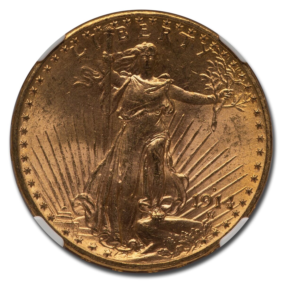1914-D $20 St Gaudens Gold Double Eagle MS-64 NGC