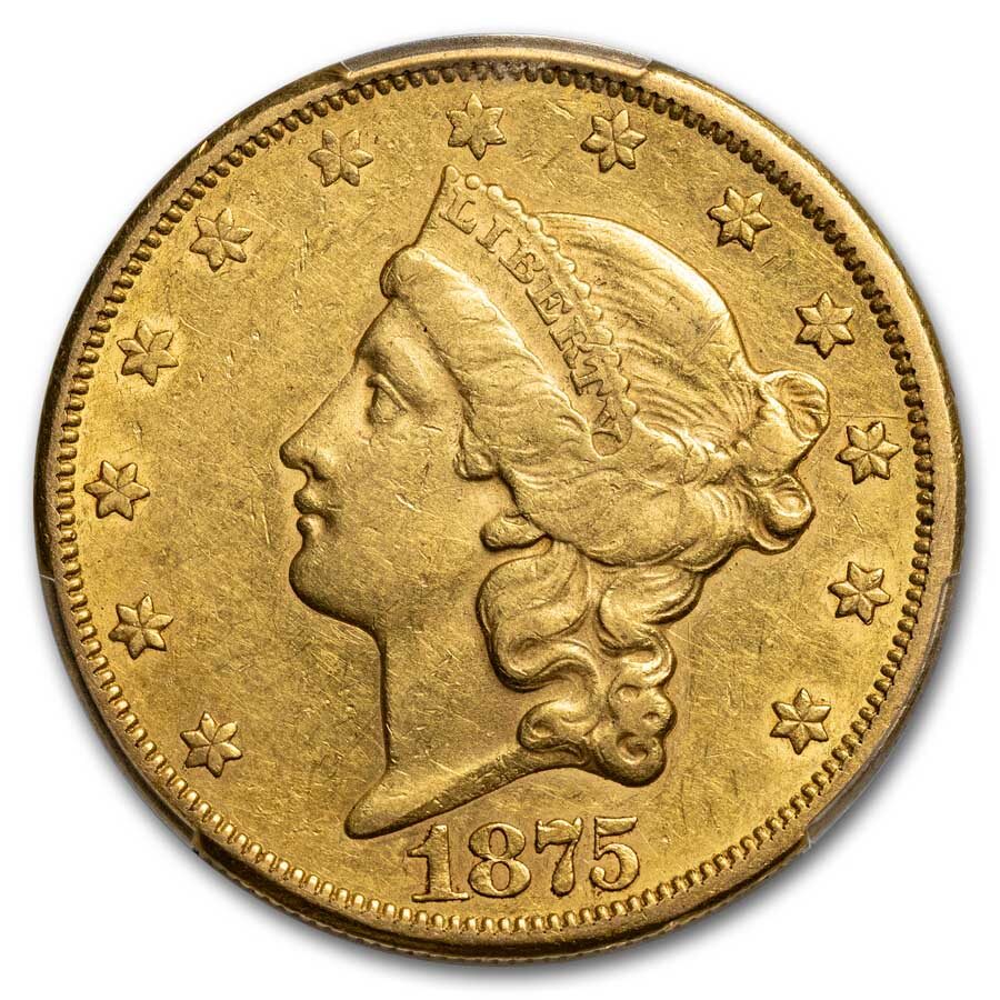 1875-CC $20 Liberty Gold Double Eagle AU-50 PCGS