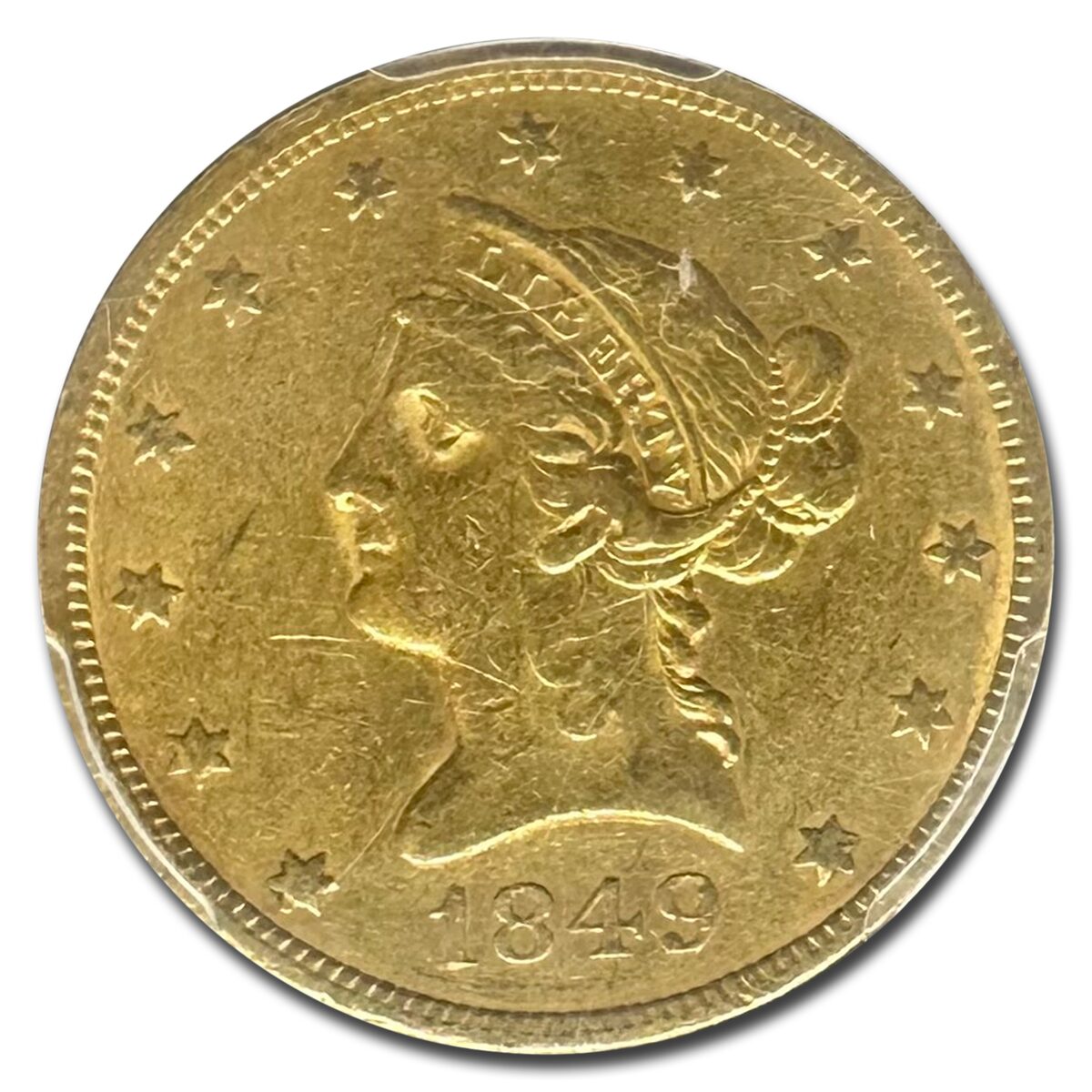 1849 $10 Liberty Gold Eagle AU-50 PCGS