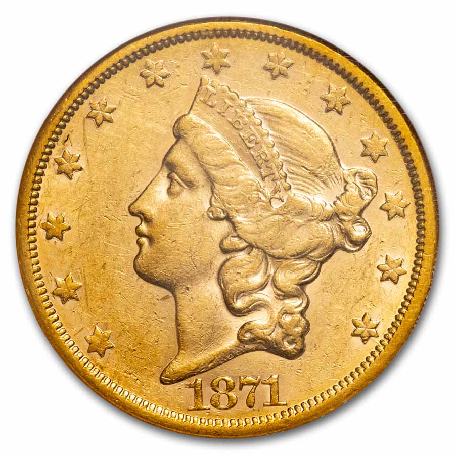 1871-S $20 Liberty Gold Double Eagle AU-58 NGC