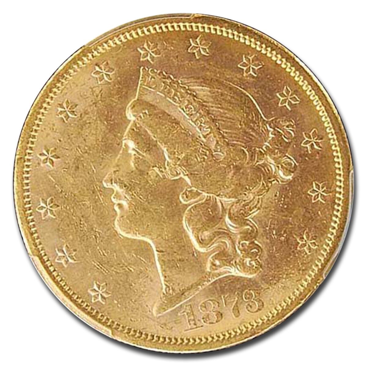 1873-S $20 Liberty Gold Double Eagle Closed 3 MS-60 PCGS