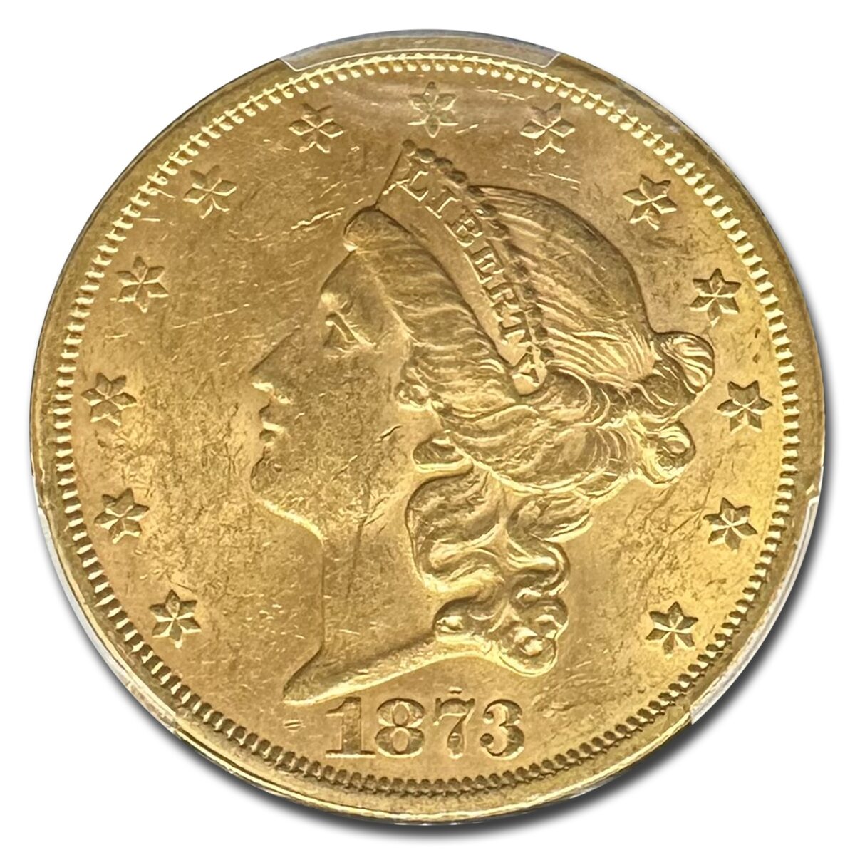 1873-S $20 Liberty Gold Double Eagle Open 3 MS-60 PCGS