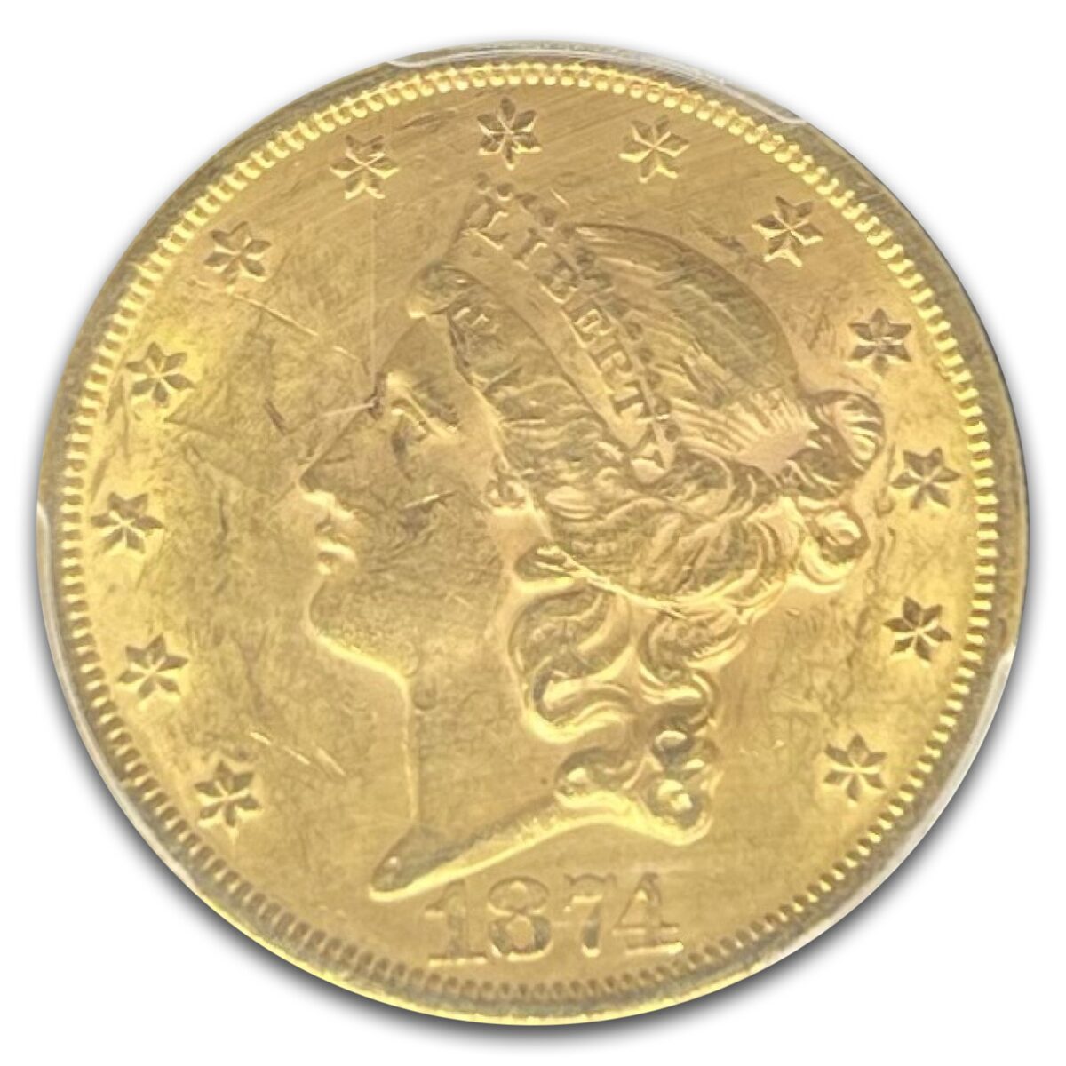 1874 $20 Liberty Gold Double Eagle MS-61 PCGS