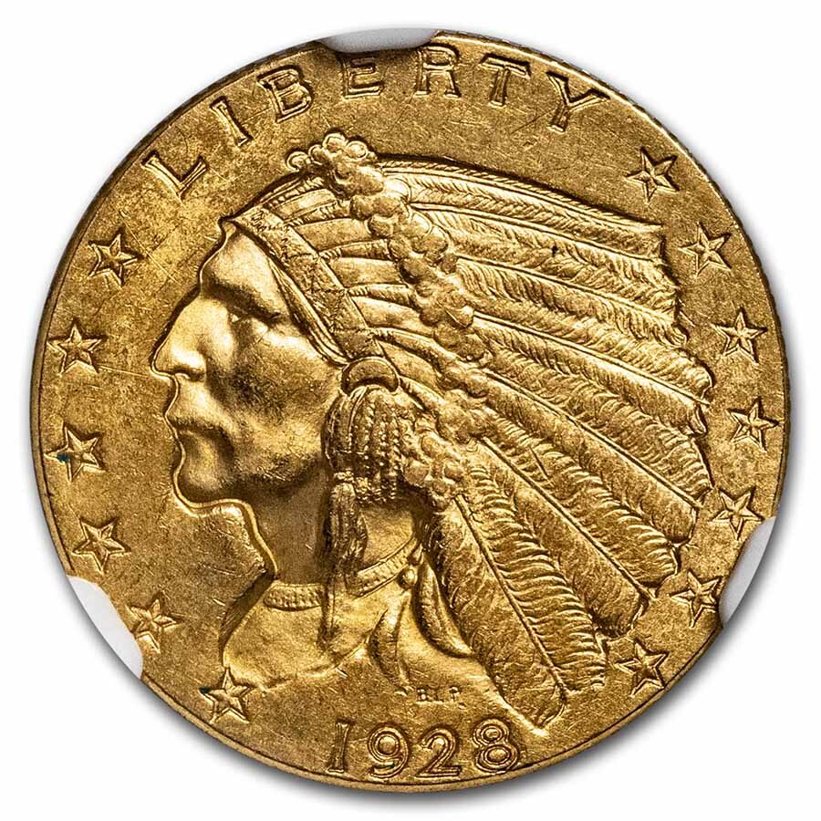 1928 $2.50 Indian Gold Quarter Eagle MS-62 NGC
