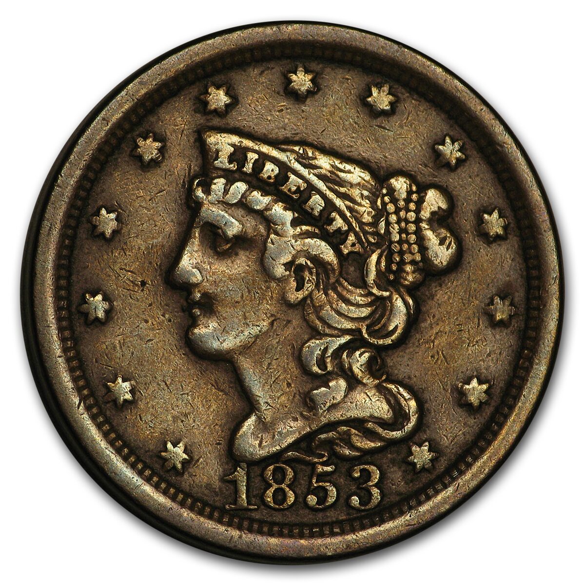 1853 Half Cent VF