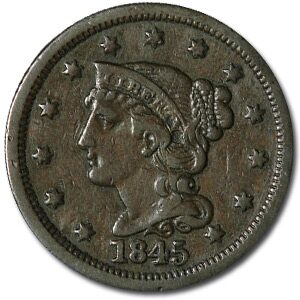 1845 Large Cent VF