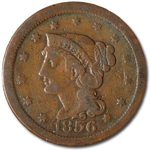 1856 Large Cent Upright 5 Fine