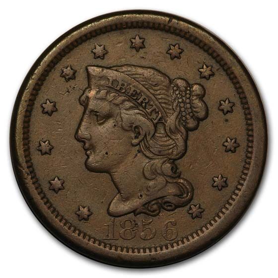 1856 Large Cent Upright 5 XF