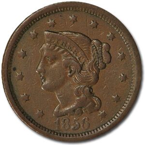 1856 Large Cent Slanted 5 XF