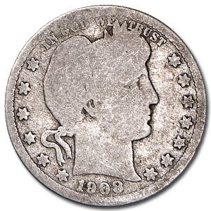1908-S Barber Quarter AG