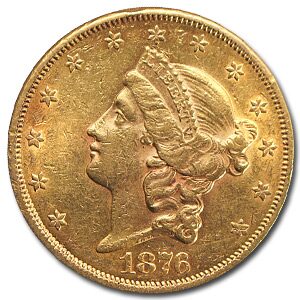 1876-S $20 Liberty Gold Double Eagle AU