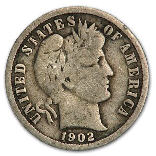 1902-O Barber Dime Good