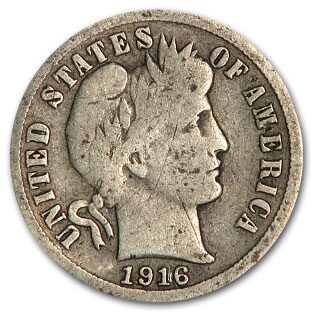 1916-S Barber Dime Good/VG
