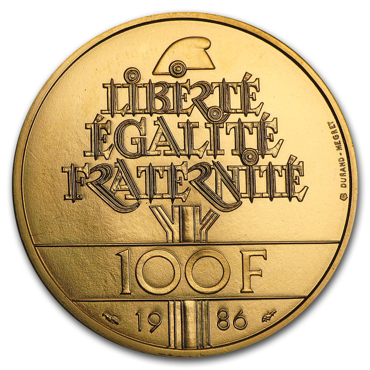 1986 France Gold 100 Francs Statue of Liberty BU