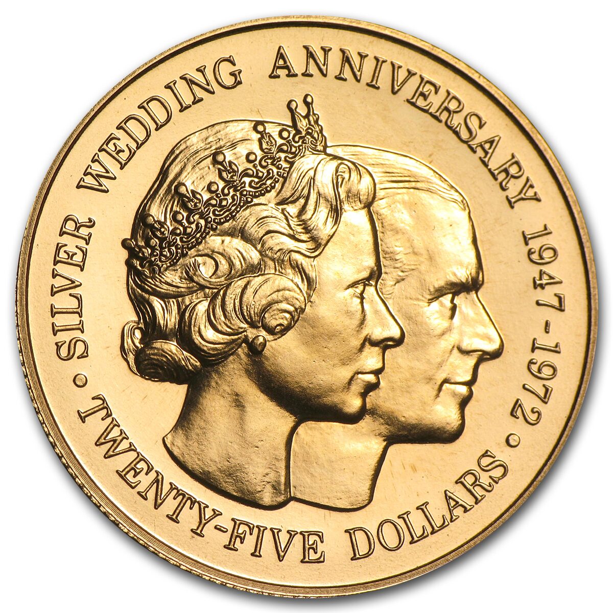 1972 Cayman Islands Gold $25 BU (25th Anniversary)
