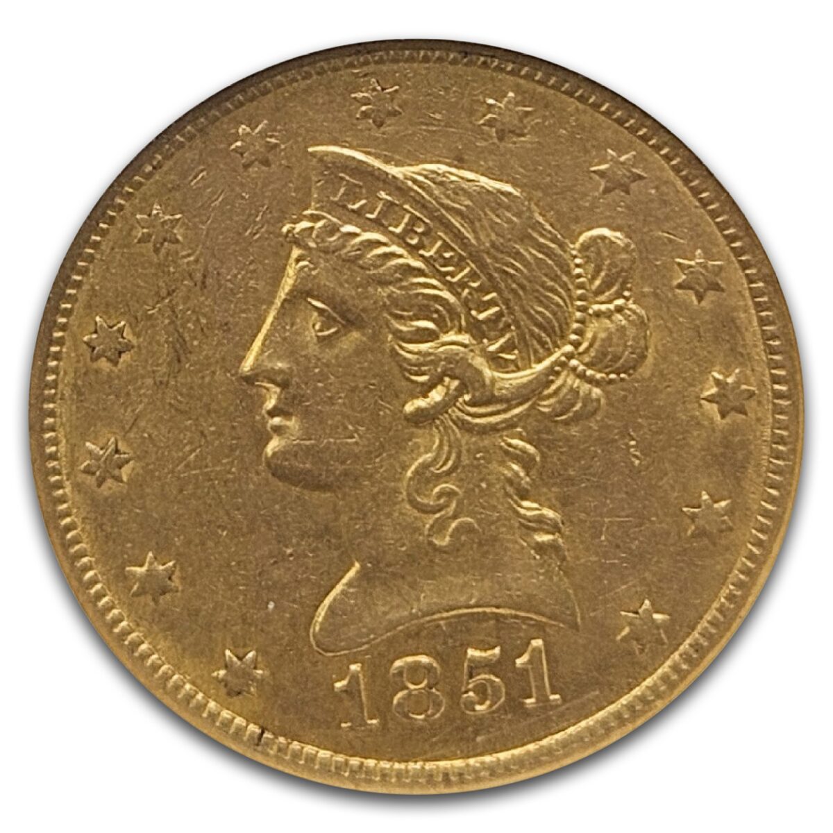 1851-O $10 Liberty Gold Eagle AU-55 NGC