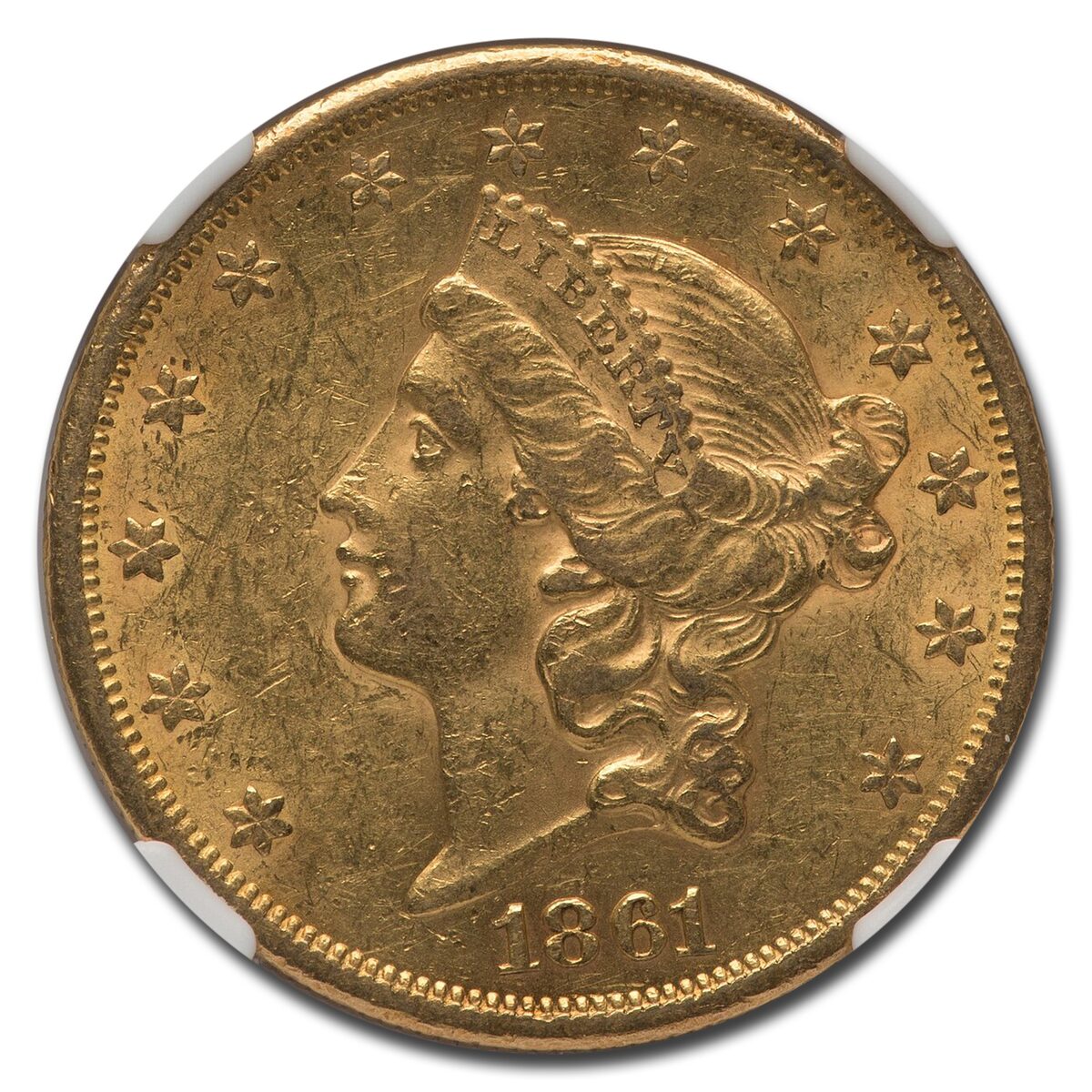 1861 $20 Liberty Gold Double Eagle AU-58 NGC
