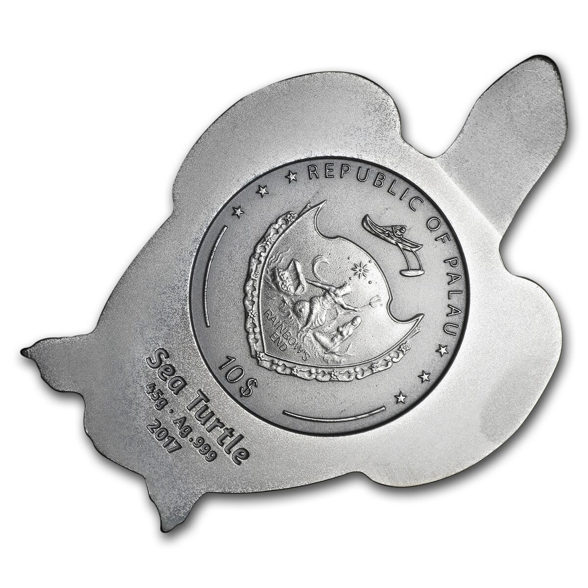 2017 Palau 45 gram Silver Antique Finish Sea Turtle