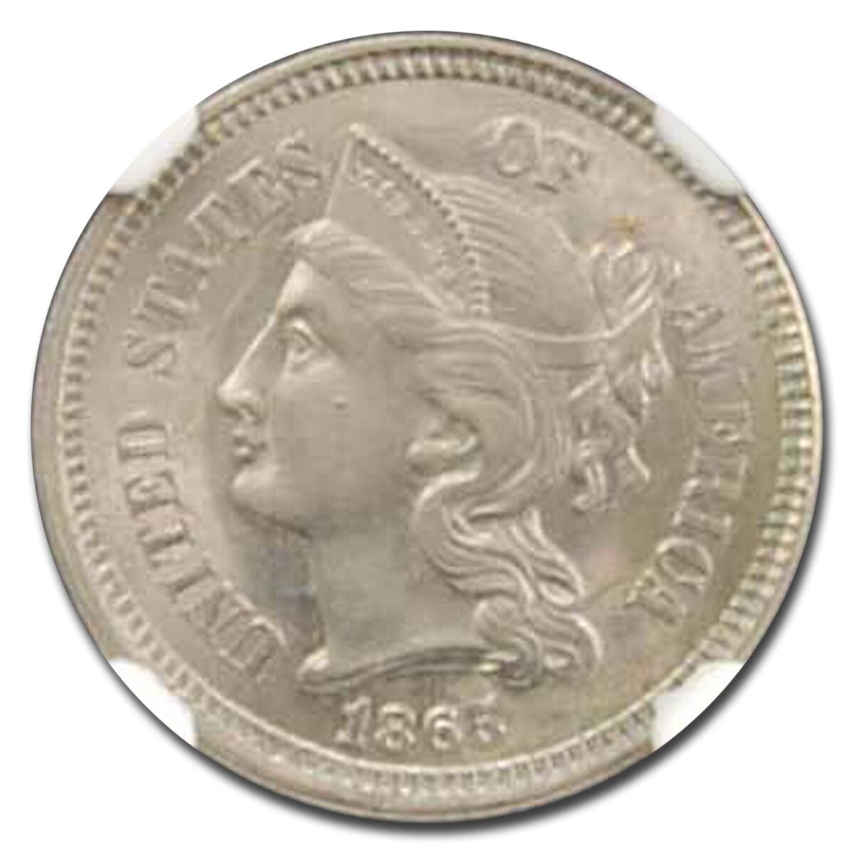 1865 Three Cent Nickel MS-64 NGC