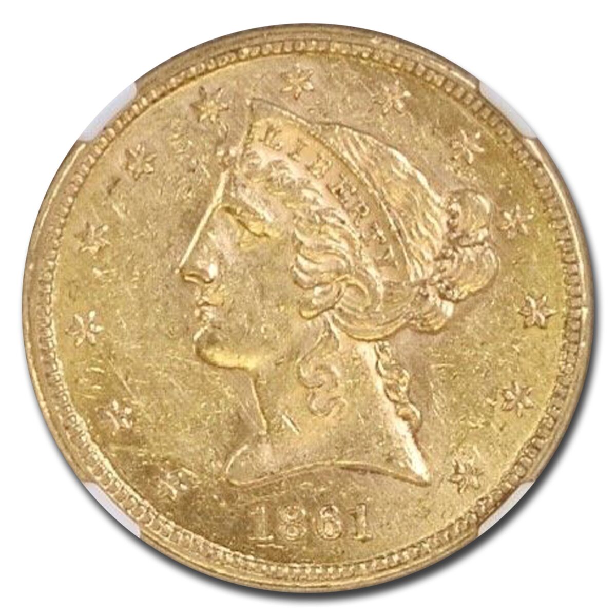 1861 $5 Liberty Gold Half Eagle MS-60 NGC