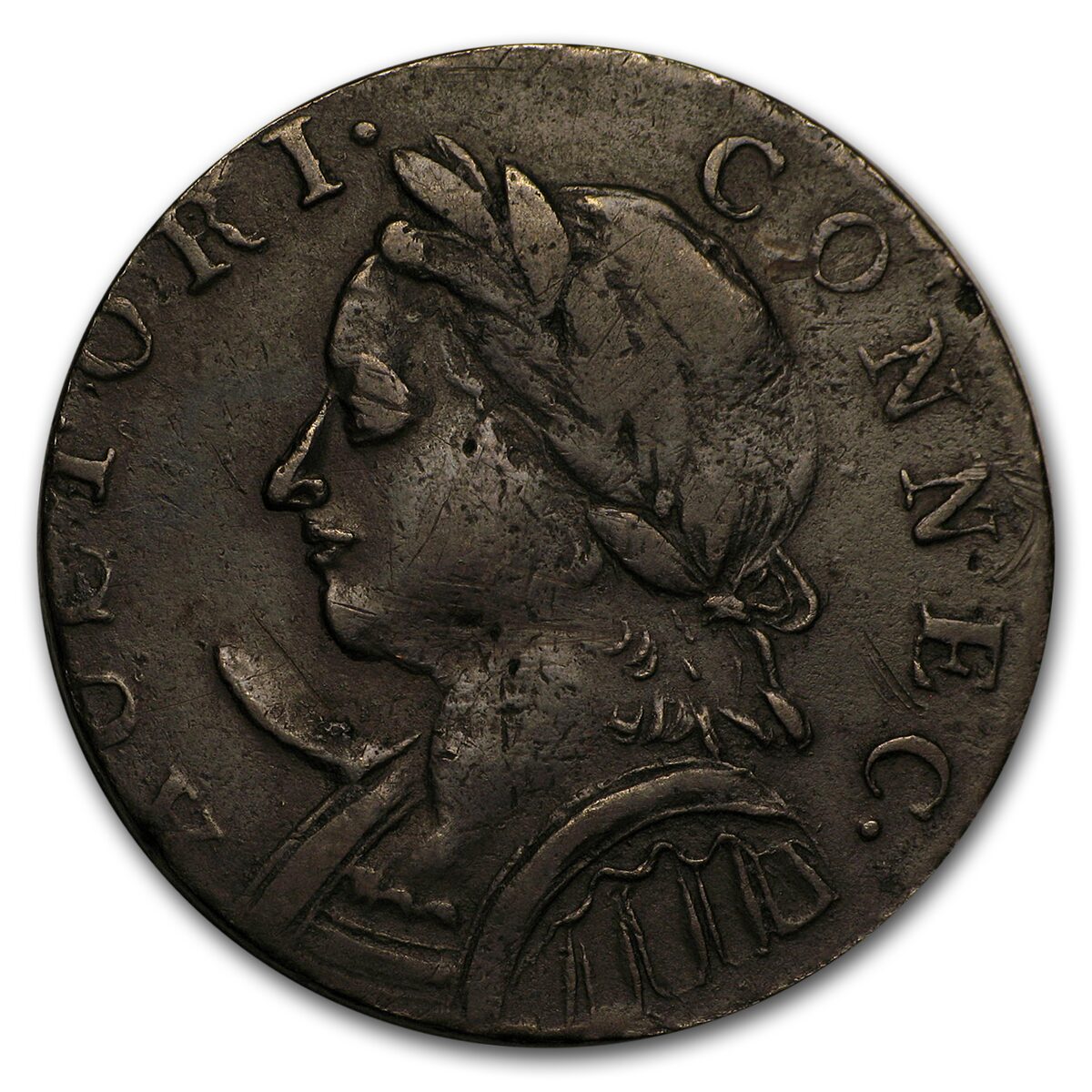 1787 Connecticut Copper Horned Bust Facing Left XF