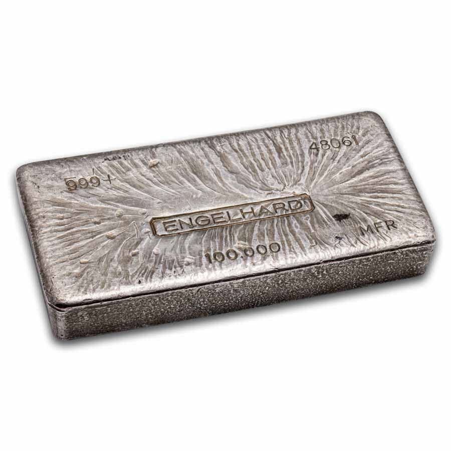 100 oz Silver Bar - Engelhard (3rd Series, MFR, Poured)