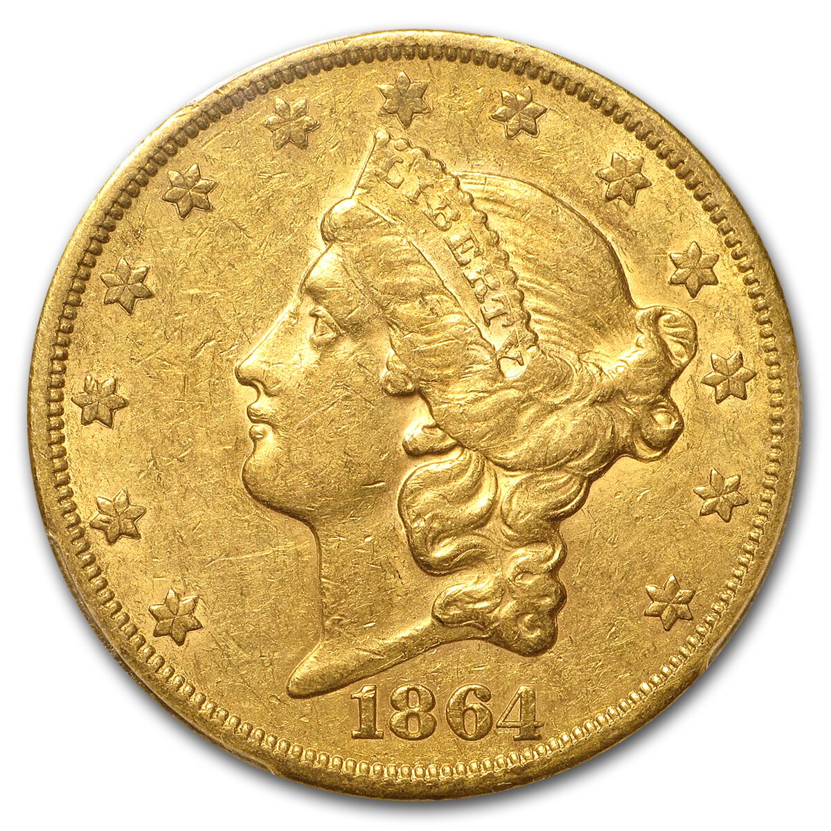 1864-S $20 Liberty Gold Double Eagle AU-50 PCGS