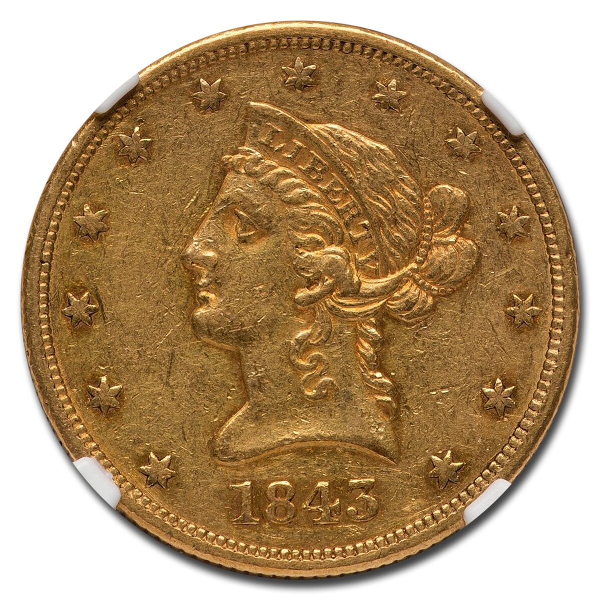 1843 $10 Liberty Gold Eagle AU-55 NGC