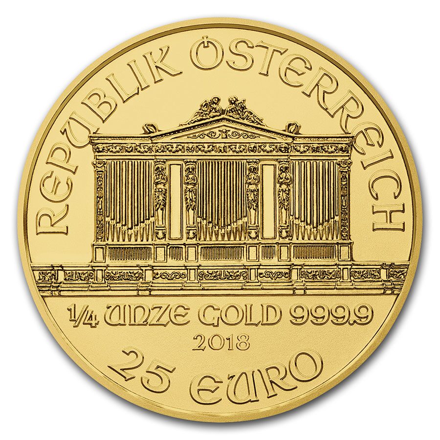 2018 Austria 1/4 oz Gold Philharmonic BU