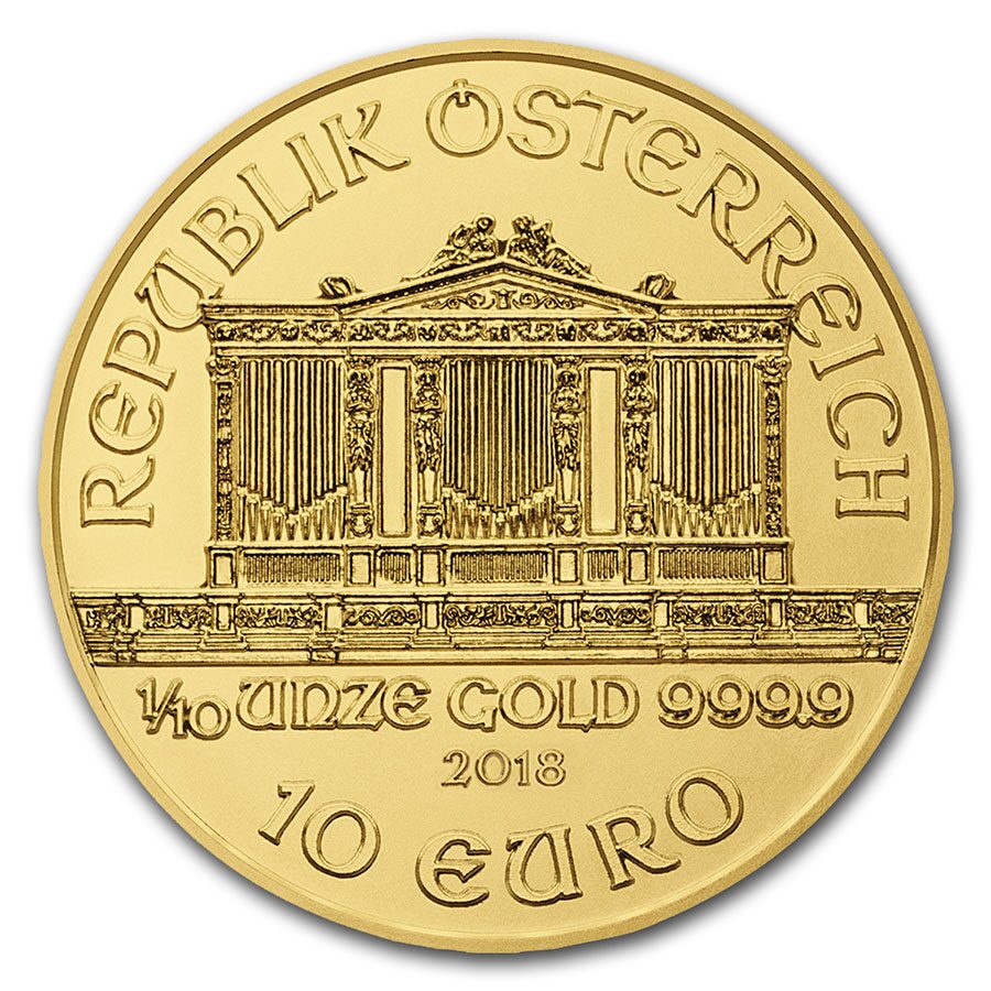 2018 Austria 1/10 oz Gold Philharmonic BU
