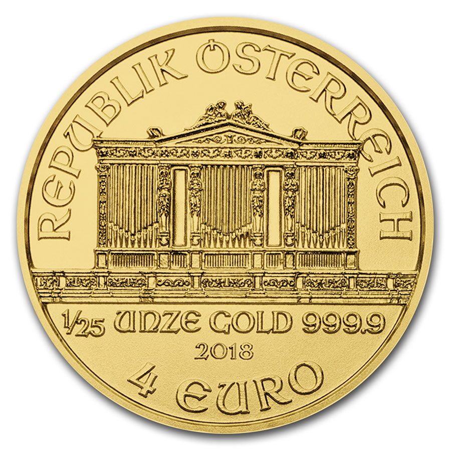 2018 Austria 1/25 oz Gold Philharmonic BU