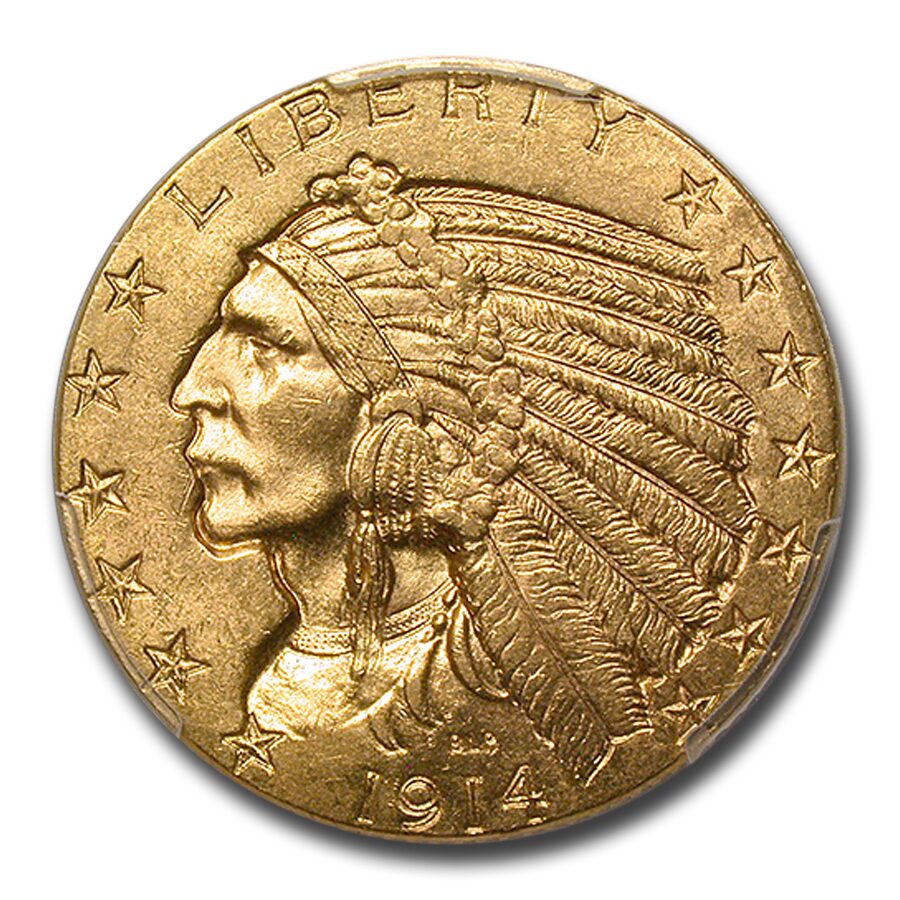 1914 $5 Indian Gold Half Eagle MS-64 PCGS
