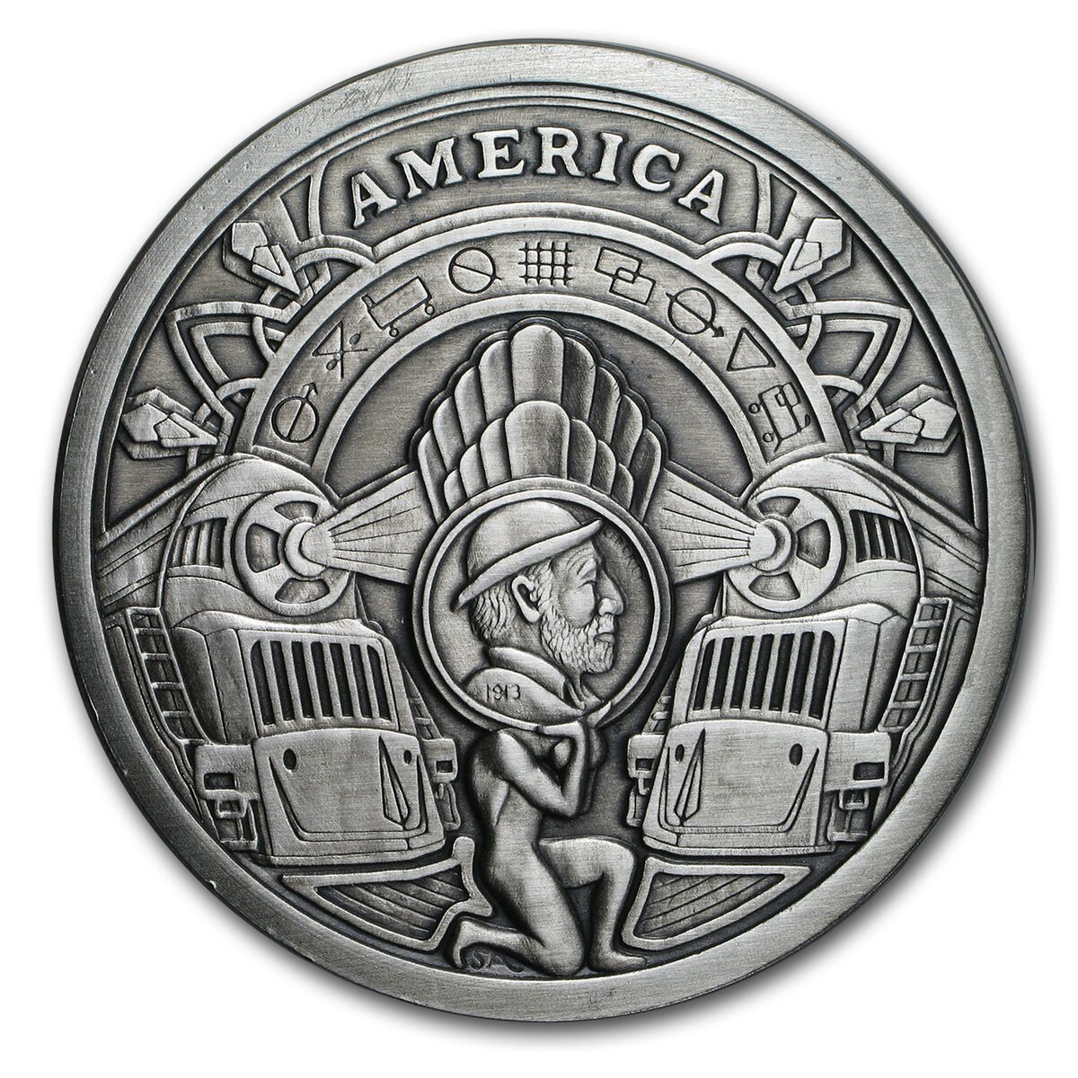 5 oz Silver Antique Round - Hobo Nickel (Trains)