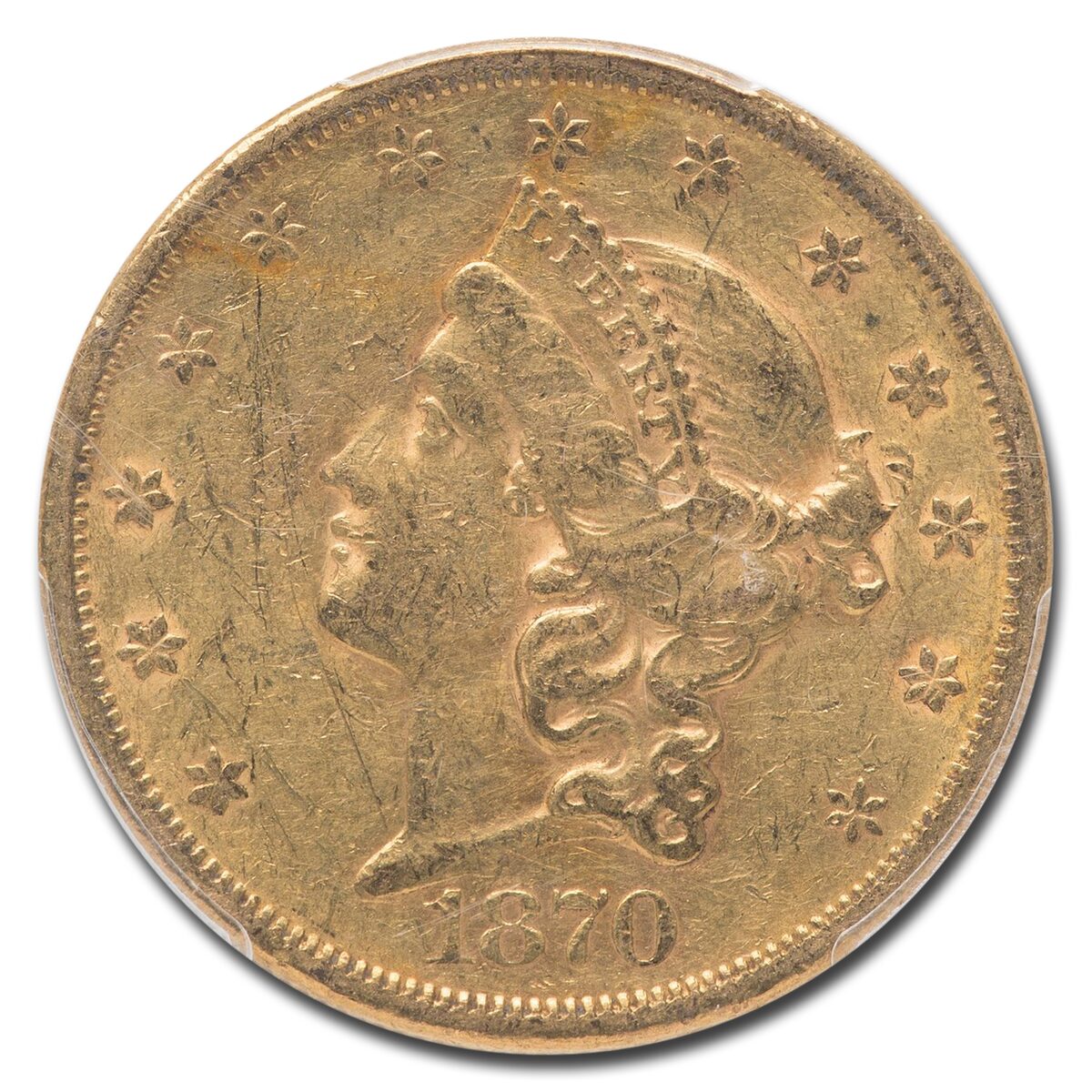 1870-S $20 Liberty Gold Double Eagle XF-45 PCGS