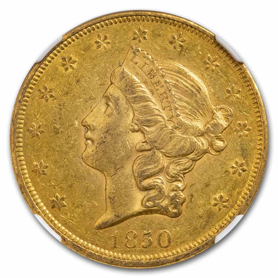 1850 $20 Liberty Gold Double Eagle AU-55 NGC