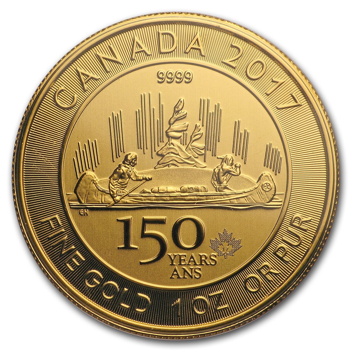 2017 RCM 1 oz Gold $150 Canada 150 Voyageur (Assay Card)