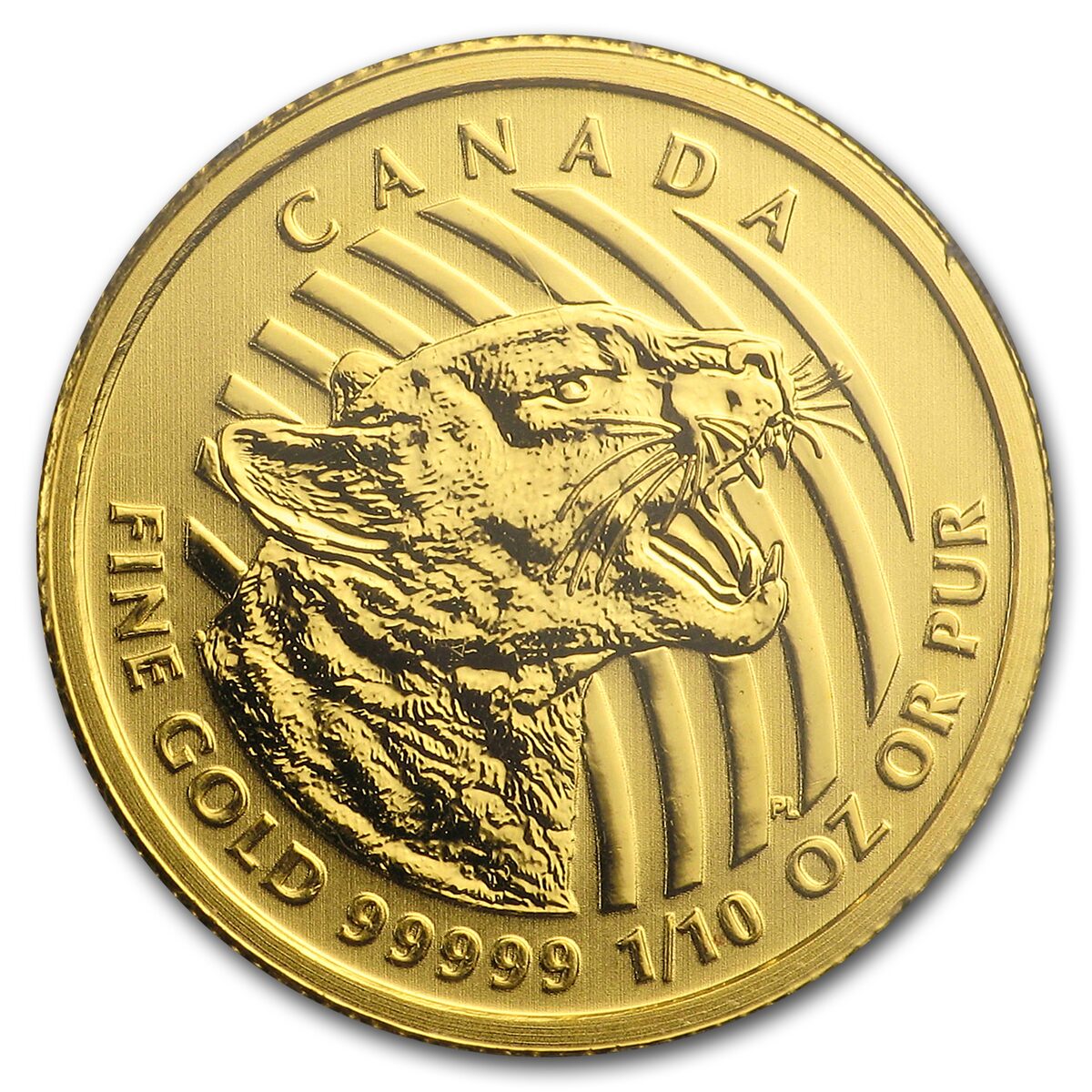2016 Canada 1/10 oz Gold Growling Cougar .99999 BU (Assay Card)