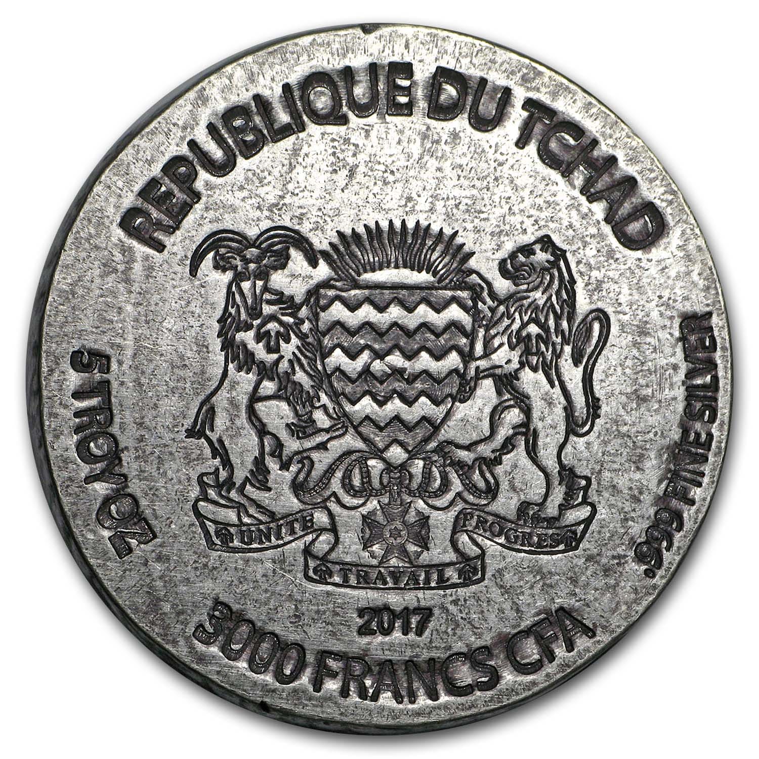 2017 Republic of Chad 5 oz Silver Queen Nefertiti