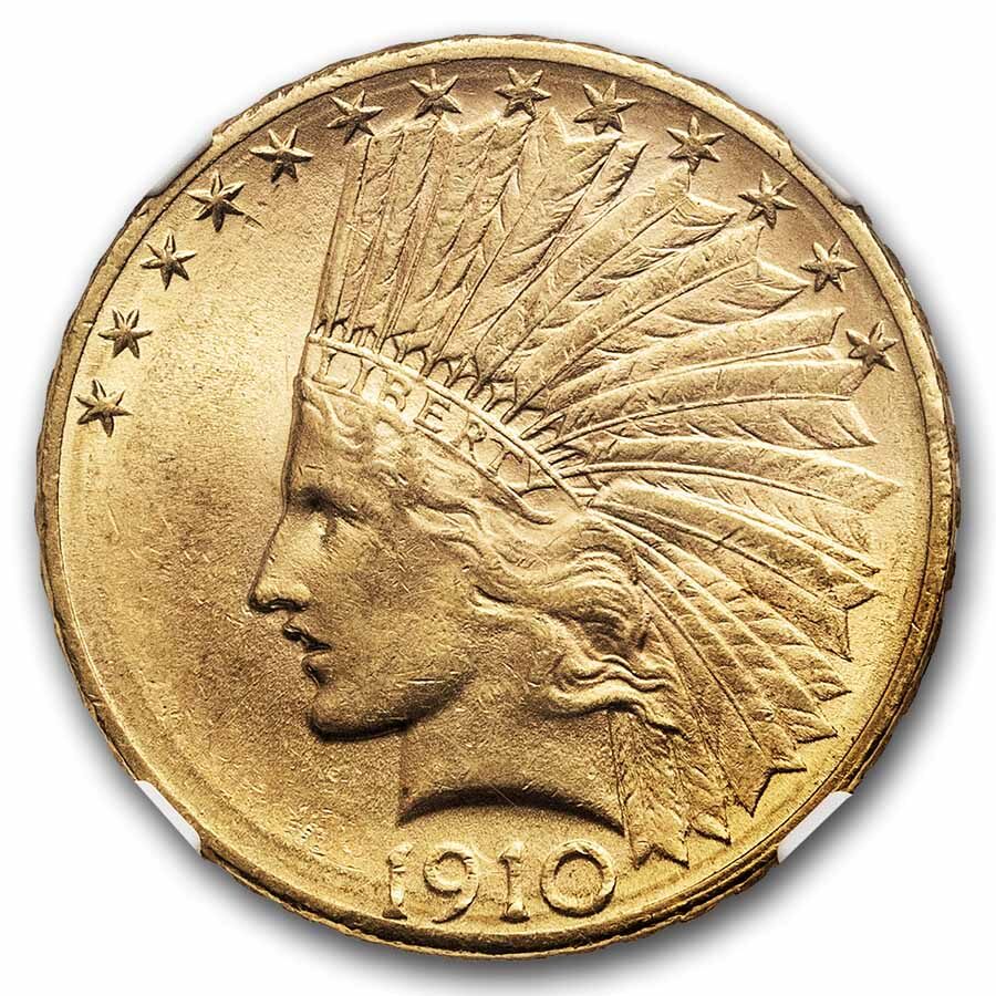 1910-D $10 Indian Gold Eagle AU-58 NGC
