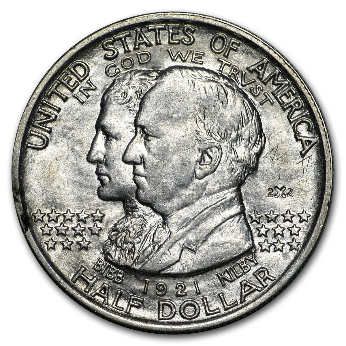 1921 2X2 Alabama Centennial Half Commemorative AU