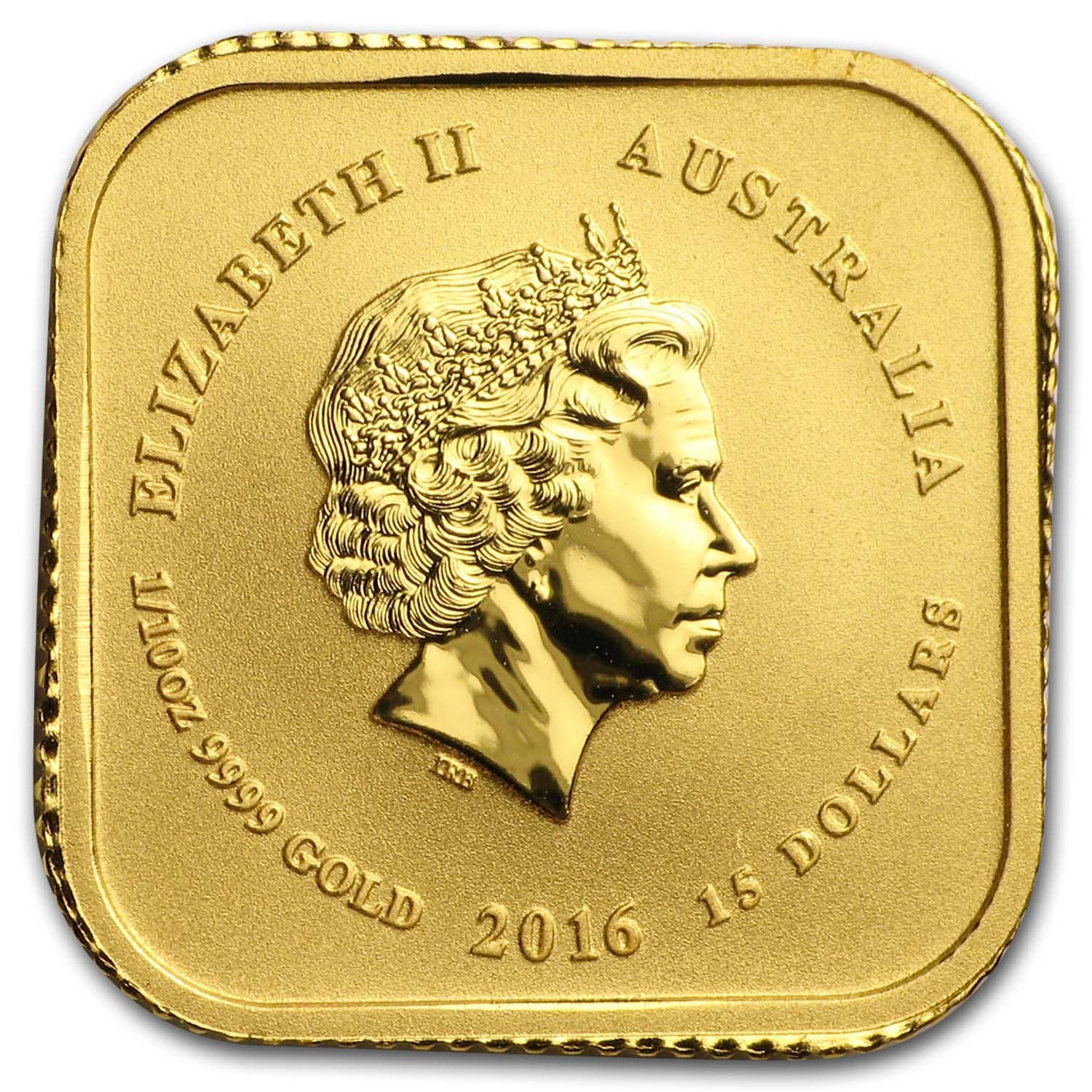 2016 Australia 1/10 oz Gold Square Map BU
