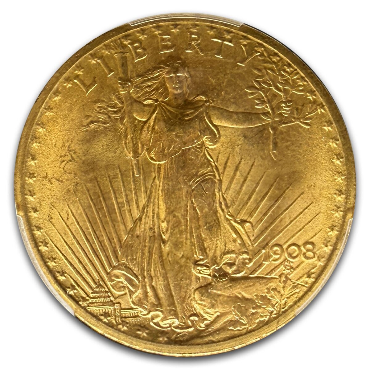 1908 $20 St Gaudens Gold Double Eagle No Motto MS-66+ PCGS