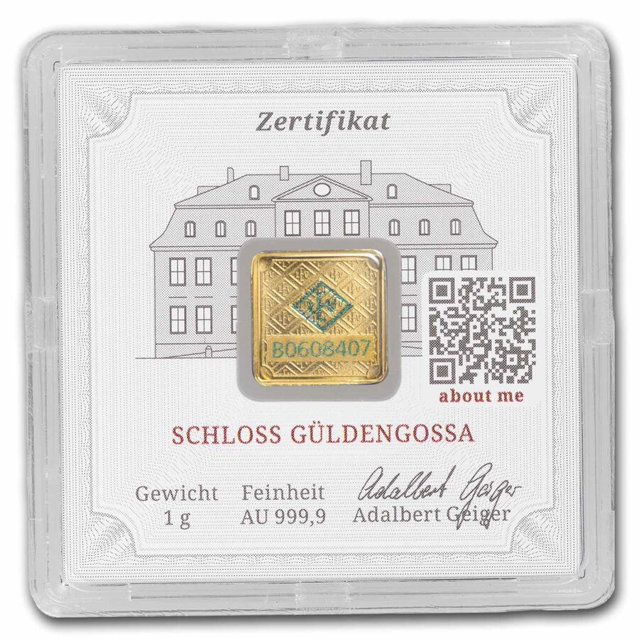 1 gram Gold Bar - Geiger Edelmetalle (Encapsulated w/Assay)