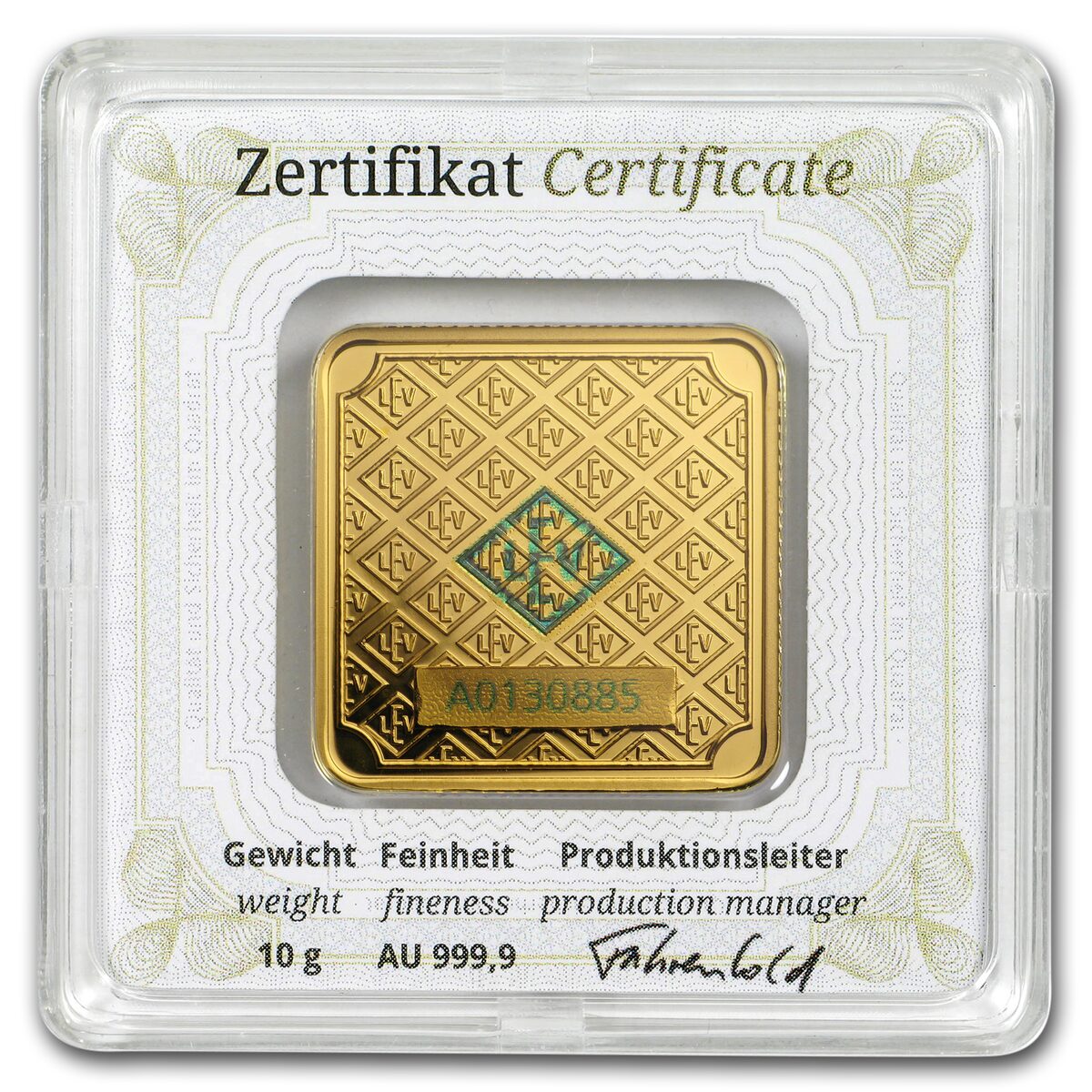 10 gram Gold Bar - Geiger Edelmetalle (Encapsulated w/Assay)